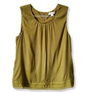 Coldwater Creek Olive Green Slvless Tank Top Blouse L Earthy Neutral Lagenlook